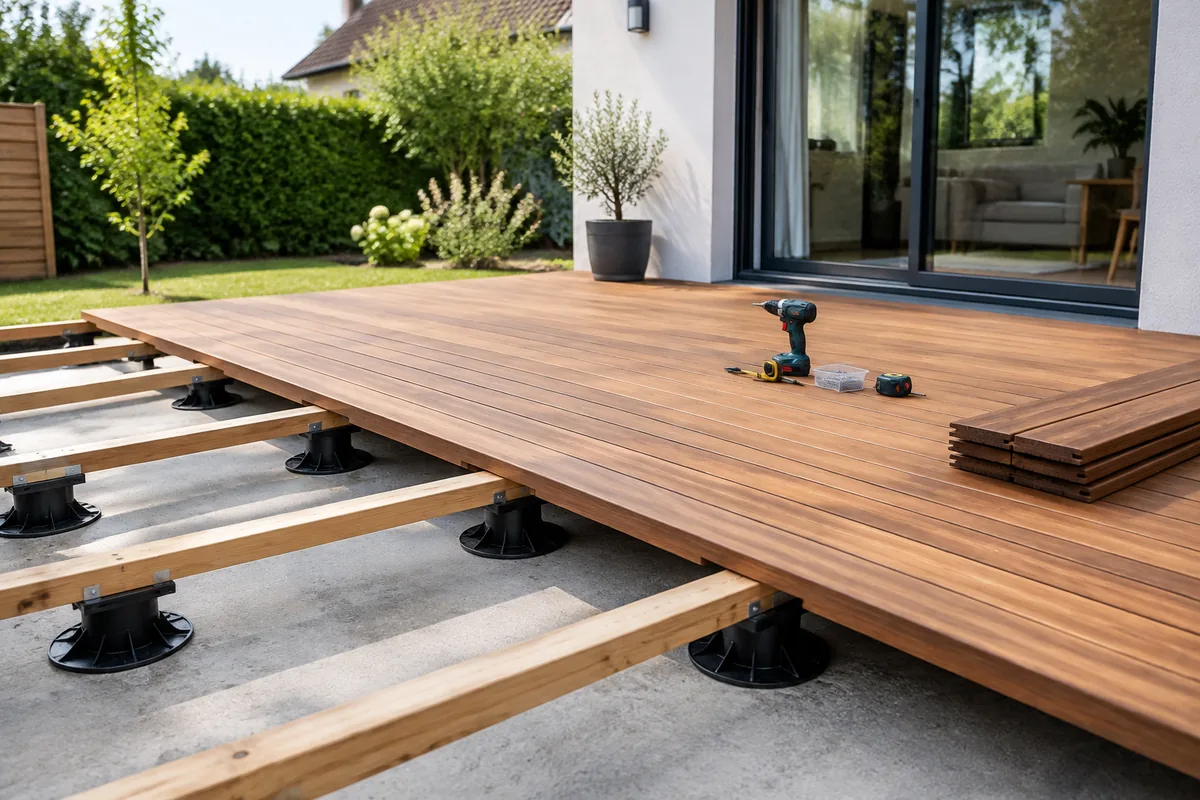 Comment poser une terrasse en bois sur une dalle béton existante